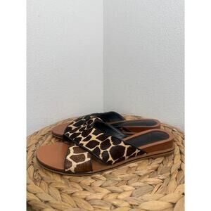 Derek Lam 10 Crosby Sandal Womens Size 8.5 Brown Giraffe Print Open Toe Slide